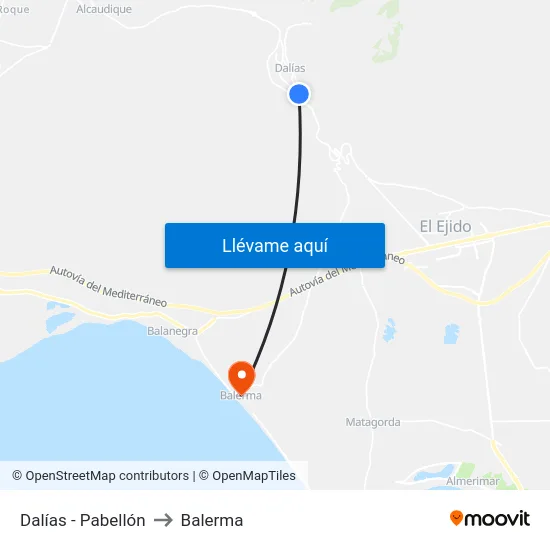 Dalías - Pabellón to Balerma map