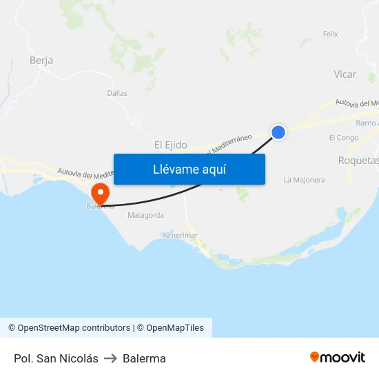 Pol. San Nicolás to Balerma map