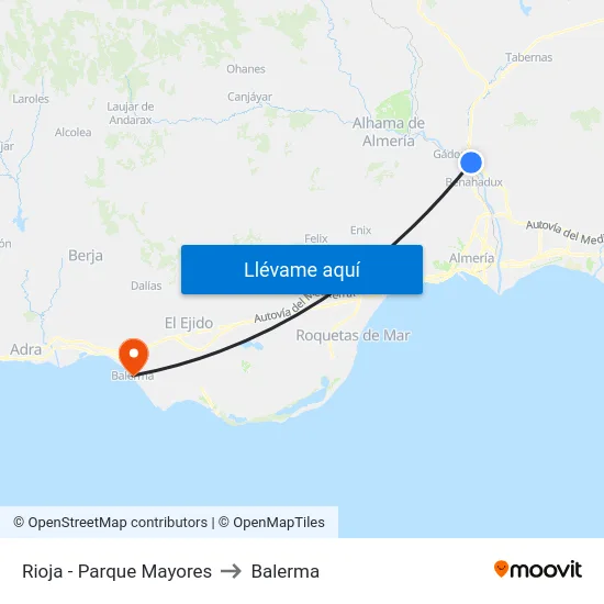 Rioja - Parque Mayores to Balerma map