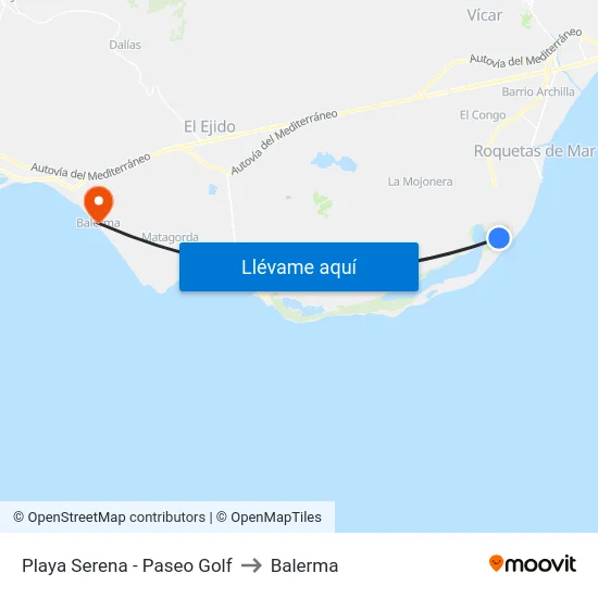 Playa Serena - Paseo Golf to Balerma map