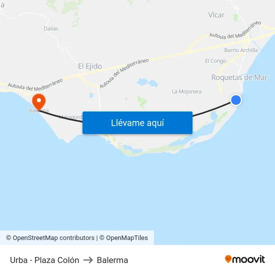 Urba - Plaza Colón to Balerma map