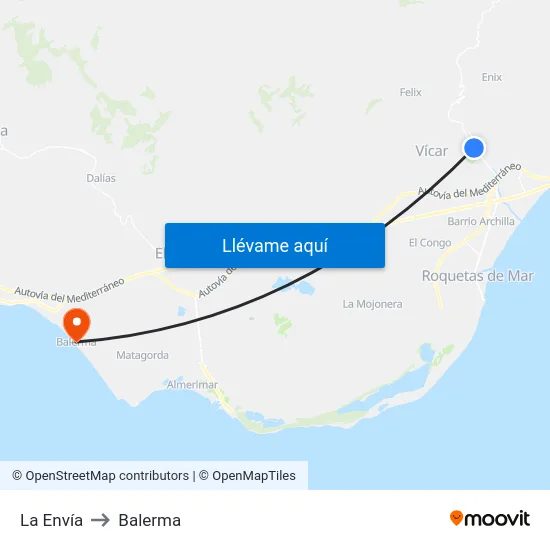 La Envía to Balerma map