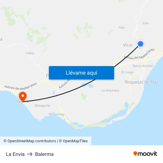 La Envía to Balerma map