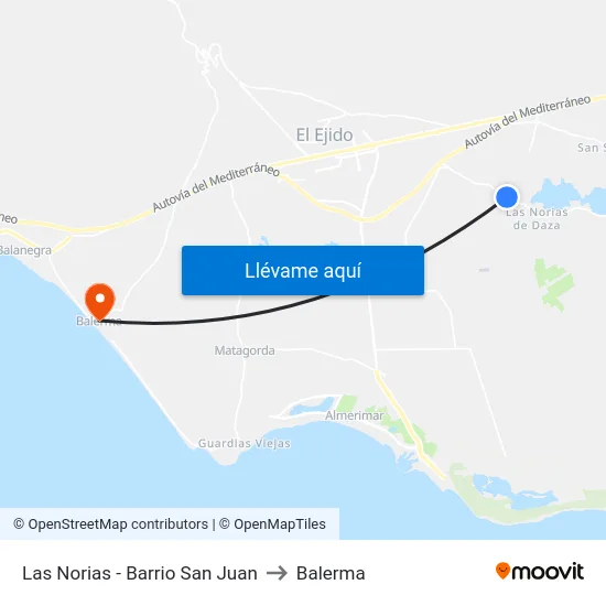 Las Norias - Barrio San Juan to Balerma map