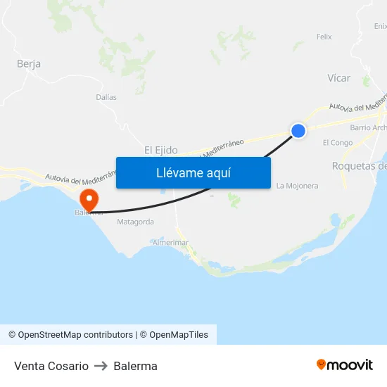 Venta Cosario to Balerma map