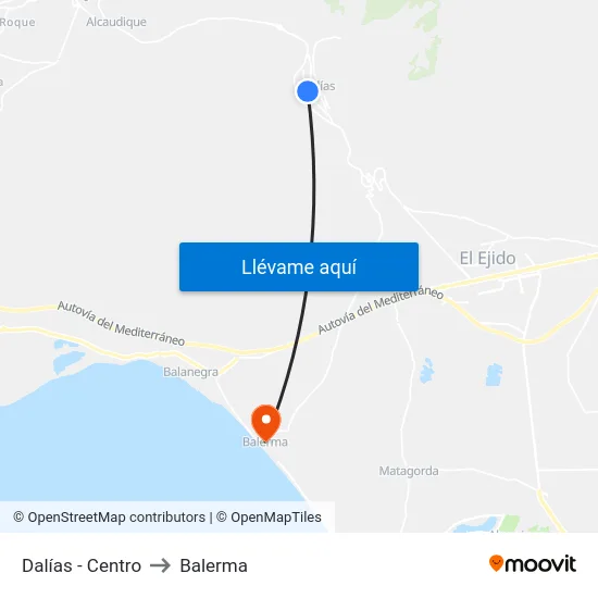 Dalías - Centro to Balerma map