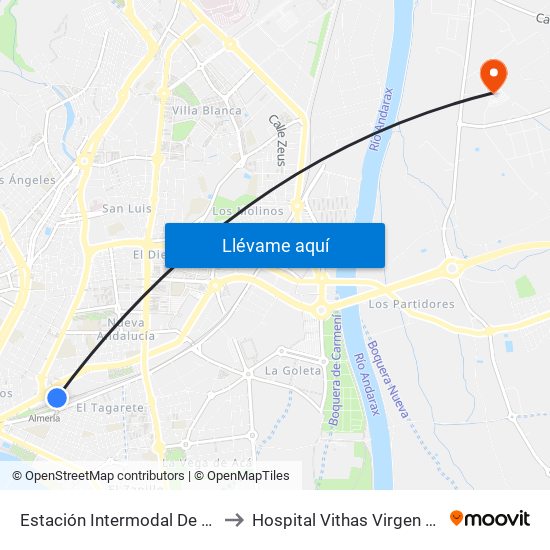 Estación Intermodal De Almería to Hospital Vithas Virgen Del Mar map