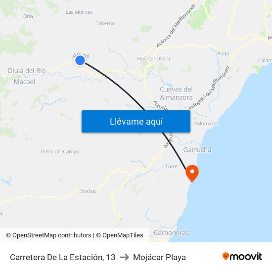 Carretera De La Estación, 13 to Mojácar Playa map