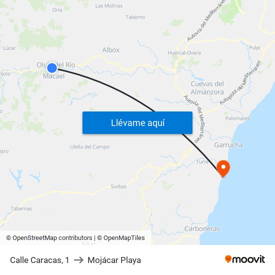 Calle Caracas, 1 to Mojácar Playa map