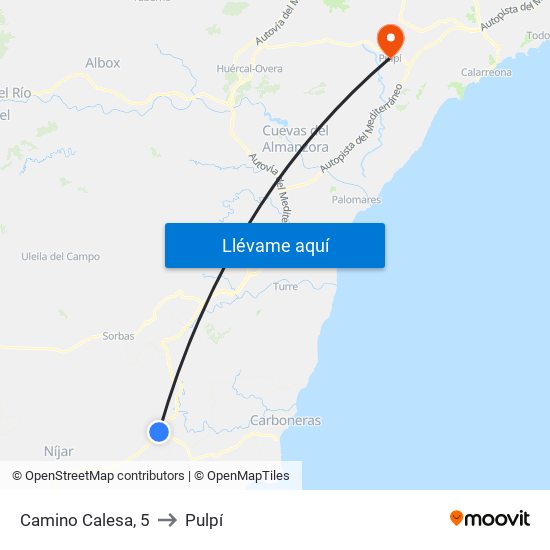 Camino Calesa, 5 to Pulpí map