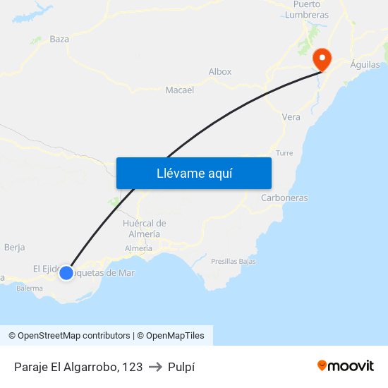 Paraje El Algarrobo, 123 to Pulpí map