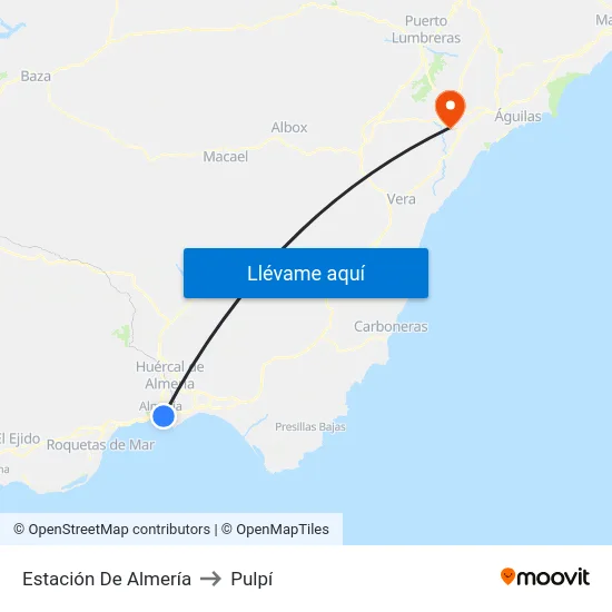 Estación De Almería to Pulpí map