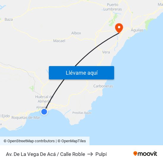 Av. De La Vega De Acá / Calle Roble to Pulpí map