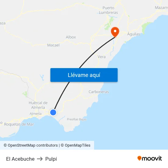 El Acebuche to Pulpí map