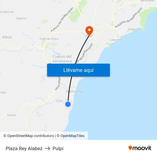 Plaza Rey Alabez to Pulpí map