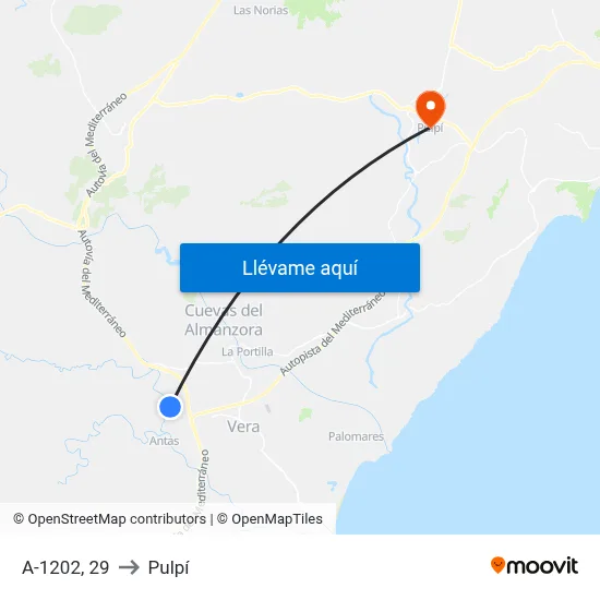 A-1202, 29 to Pulpí map