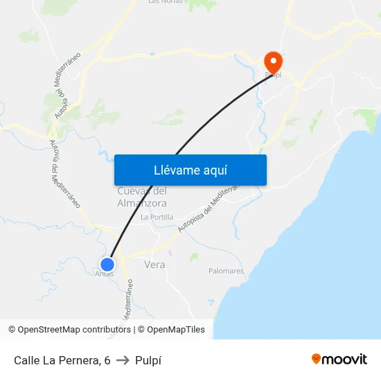 Calle La Pernera, 6 to Pulpí map