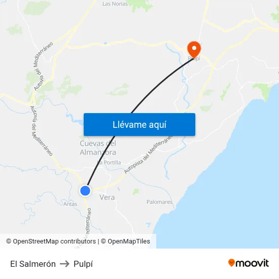 El Salmerón to Pulpí map