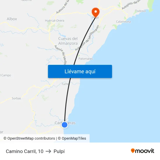 Camino Carril, 10 to Pulpí map