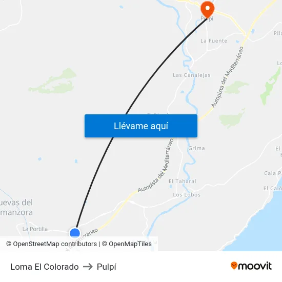 Loma El Colorado to Pulpí map