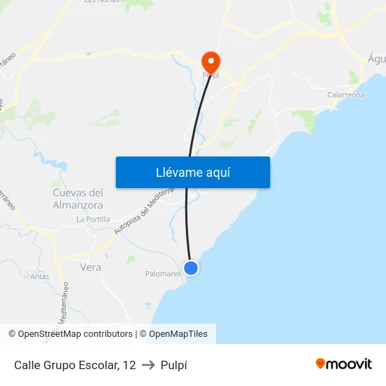 Calle Grupo Escolar, 12 to Pulpí map