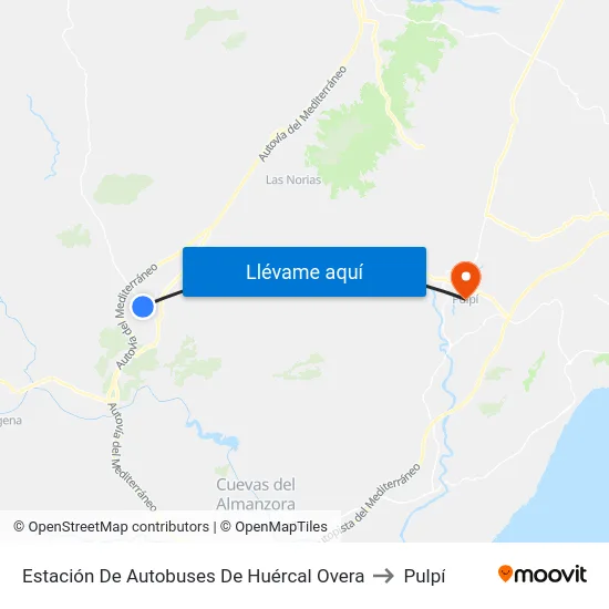 Estación De Autobuses De Huércal Overa to Pulpí map