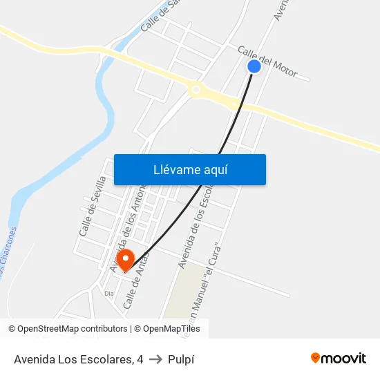 Avenida Los Escolares, 4 to Pulpí map