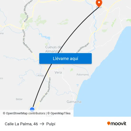 Calle La Palma, 46 to Pulpí map