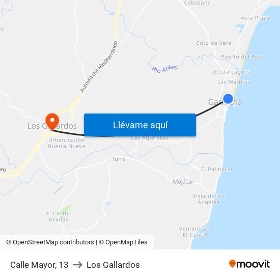 Calle Mayor, 13 to Los Gallardos map