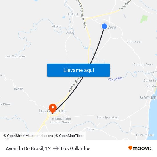 Avenida De Brasil, 12 to Los Gallardos map