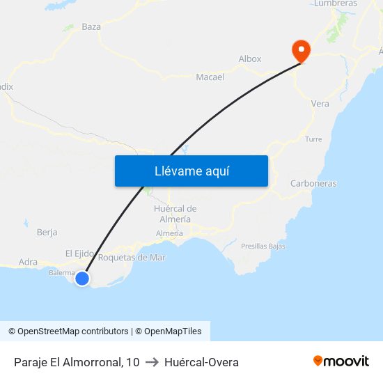 Paraje El Almorronal, 10 to Huércal-Overa map