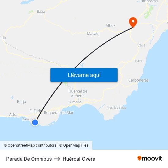 Parada De Ómnibus to Huércal-Overa map