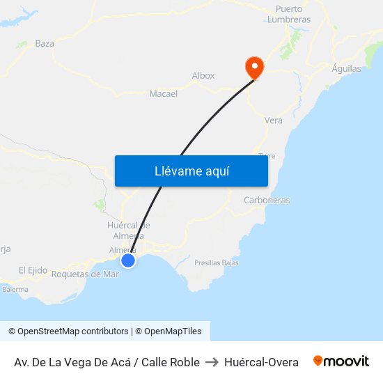 Av. De La Vega De Acá / Calle Roble to Huércal-Overa map