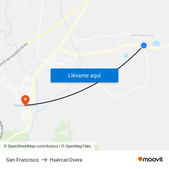 San Francisco to Huércal-Overa map