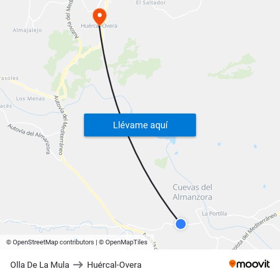 Olla De La Mula to Huércal-Overa map