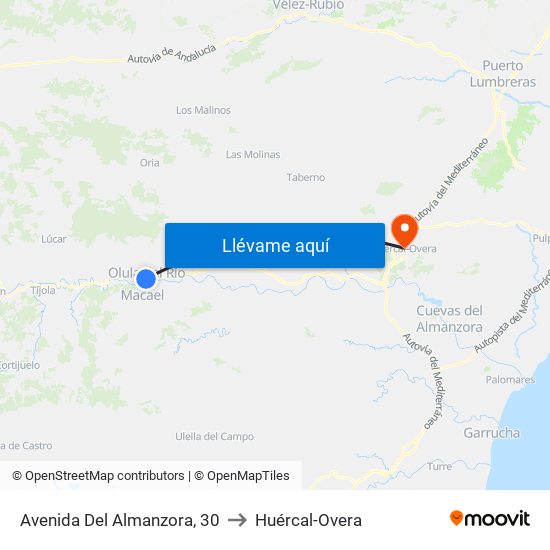 Avenida Del Almanzora, 30 to Huércal-Overa map