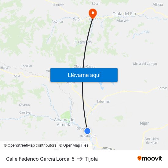 Calle Federico Garcia Lorca, 5 to Tíjola map