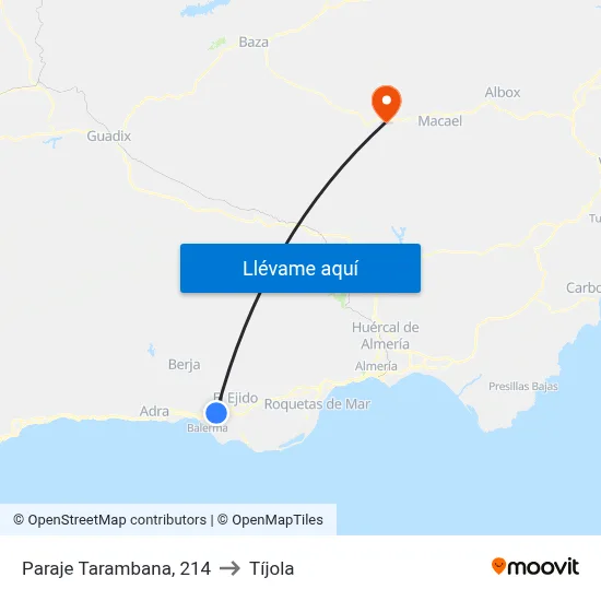 Paraje Tarambana, 214 to Tíjola map