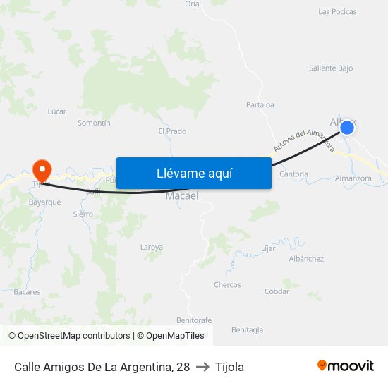 Calle Amigos De La Argentina, 28 to Tíjola map