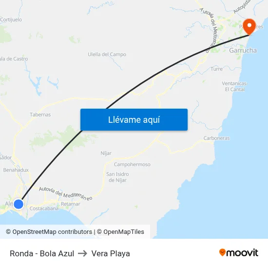 Ronda - Bola Azul to Vera Playa map