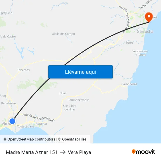 Madre María Aznar 151 to Vera Playa map