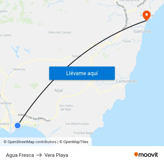 Agua Fresca to Vera Playa map
