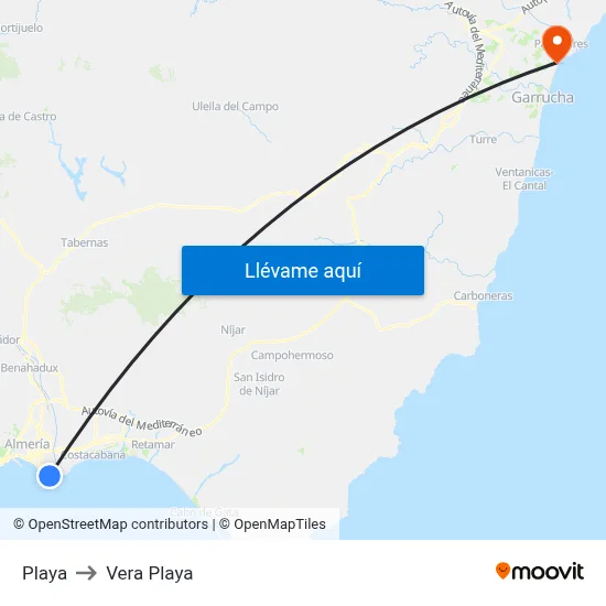 Playa to Vera Playa map