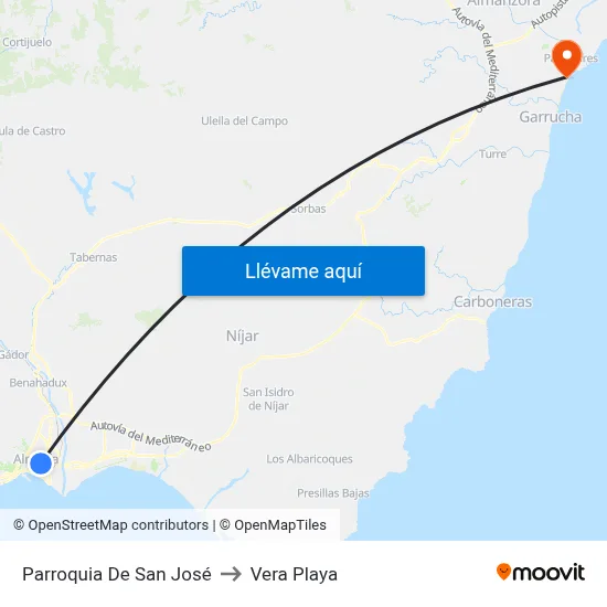 Parroquia De San José to Vera Playa map