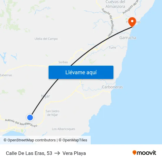 Calle De Las Eras, 53 to Vera Playa map