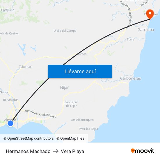 Hermanos Machado to Vera Playa map