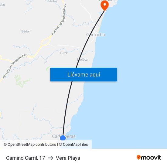 Camino Carril, 17 to Vera Playa map