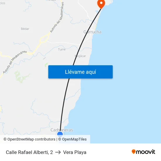 Calle Rafael Alberti, 2 to Vera Playa map