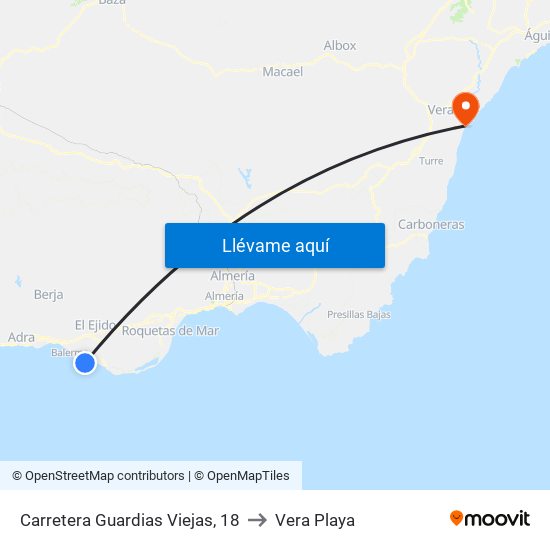 Carretera Guardias Viejas, 18 to Vera Playa map