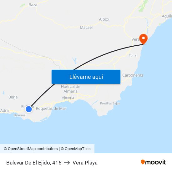 Bulevar De El Ejido, 416 to Vera Playa map